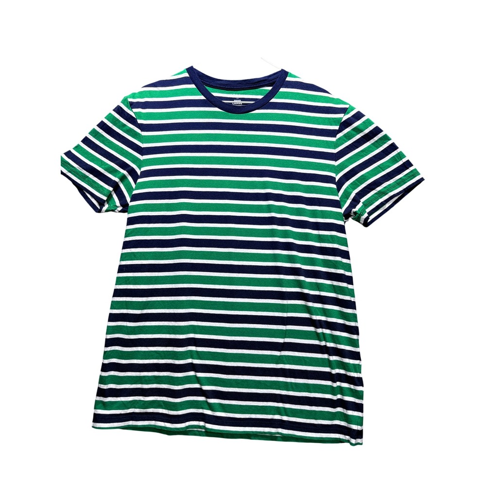 J. Crew T-Shirt Mens Large Green Striped Short Sleeve Crew Neck BP630